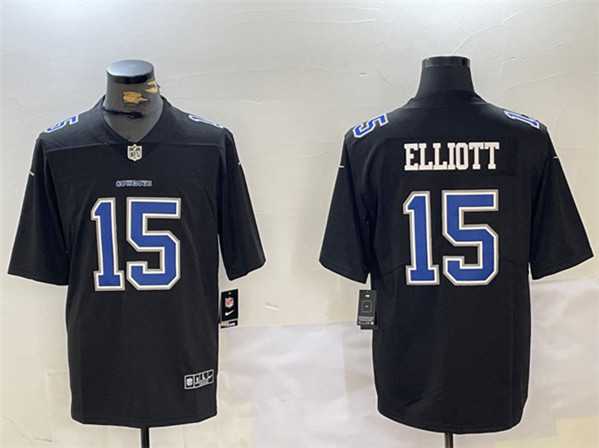 Mens Dallas Cowboys #15 Ezekiel Elliott Black Throwback Vapor Untouchable Limited Stitched Jersey Dzhi